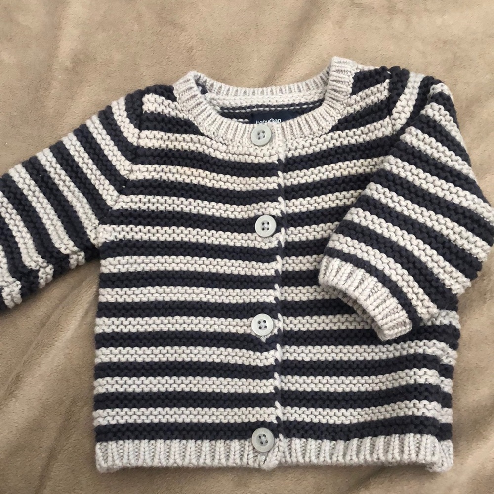 BabyGap 0 to 3 months navy and gray cardigan